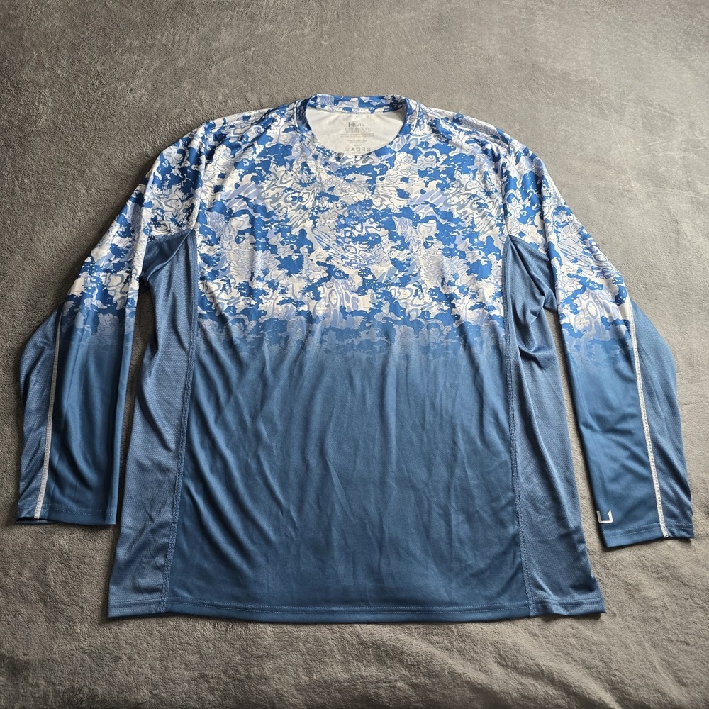 Huk Icon X Tide Change Shirt Mens XXL Blue Long Sleeve Fishing